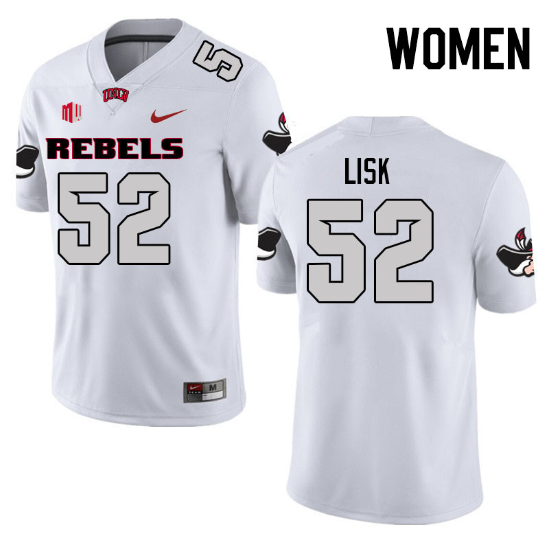 Women #52 Ben Lisk UNLV Rebels College Football Jerseys Stitched Sale-White - Click Image to Close